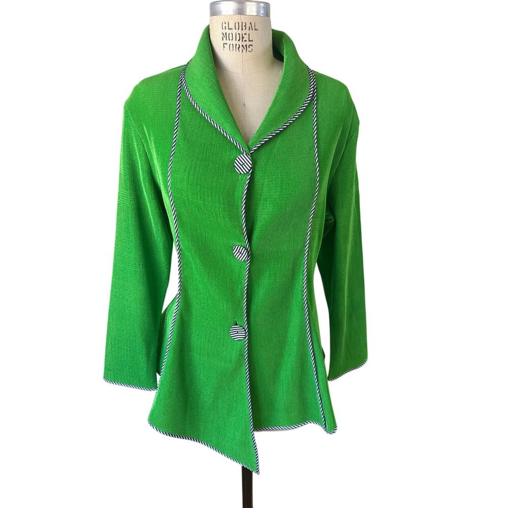 Jerry T New York Micro Pleat Blazer in Grass Green Size Large
